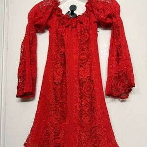 For Love & Lemons Red Lace Mini Dress | XS